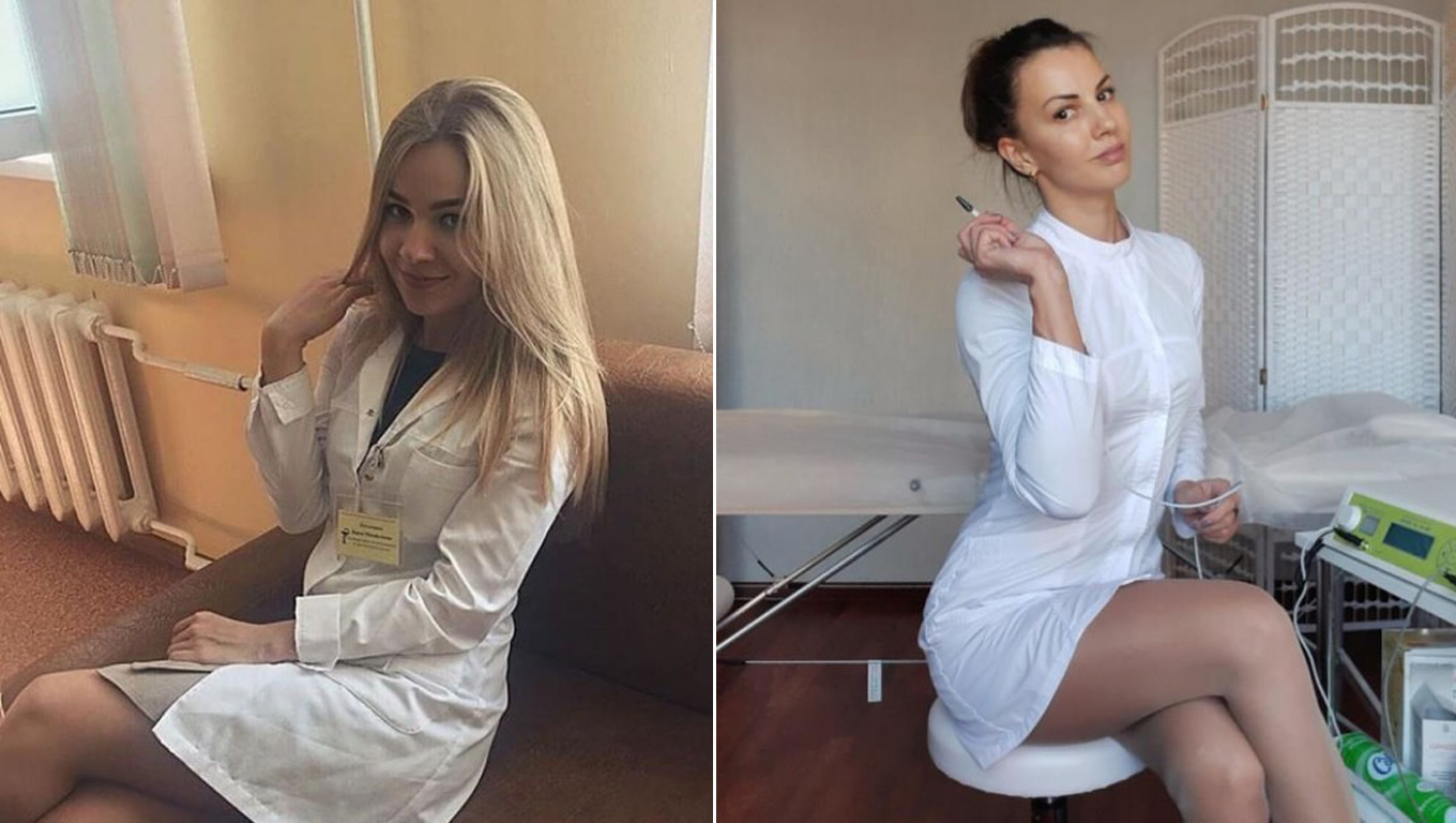 Медсестры в халатах на нижнее белье реальные